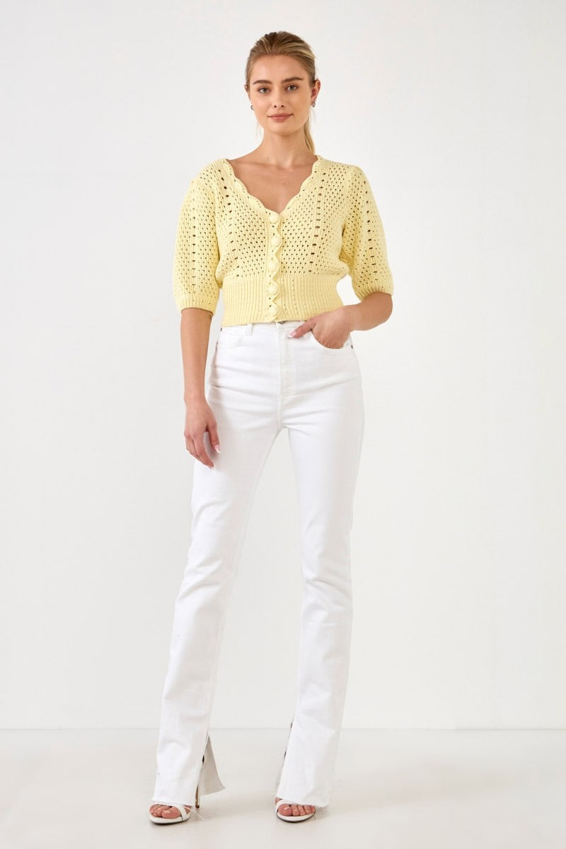 ENGLISH FACTORY - English Factory - Crochet Cropped Cardigan - CARDIGANS available at Objectrare