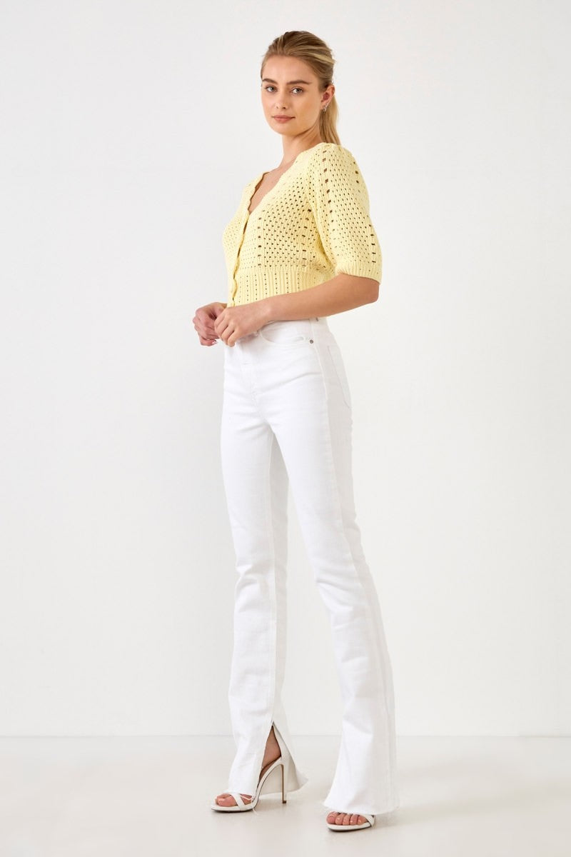 ENGLISH FACTORY - English Factory - Crochet Cropped Cardigan - CARDIGANS available at Objectrare