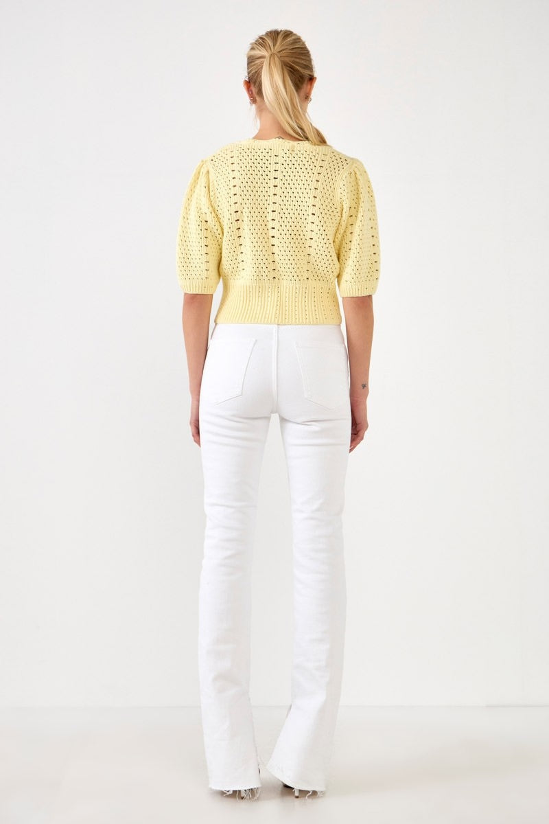ENGLISH FACTORY - English Factory - Crochet Cropped Cardigan - CARDIGANS available at Objectrare