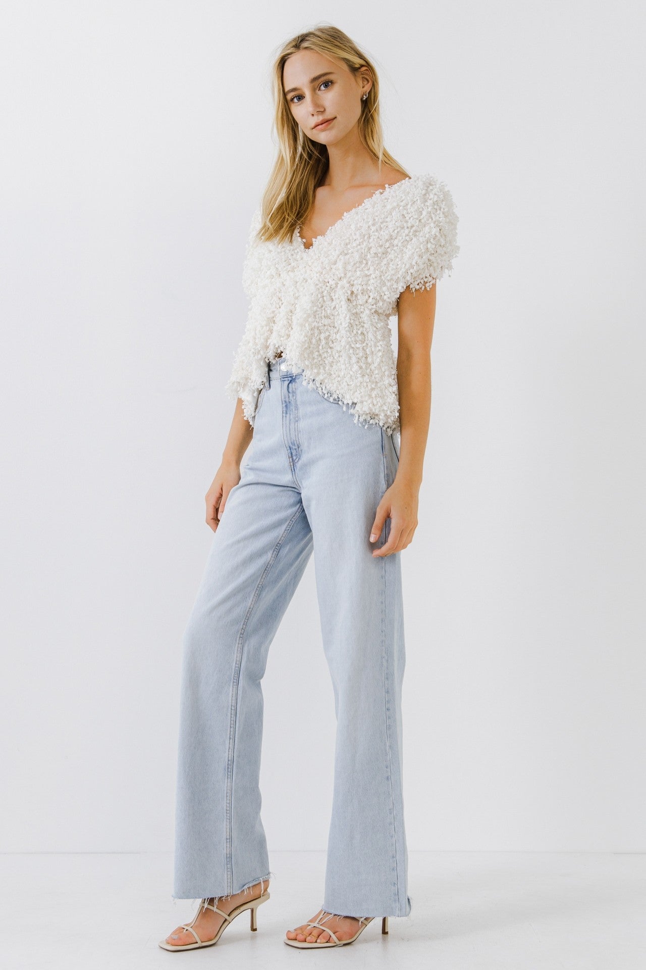 ENDLESS ROSE - Textured Top with Plunging Neckline - TOPS available at Objectrare