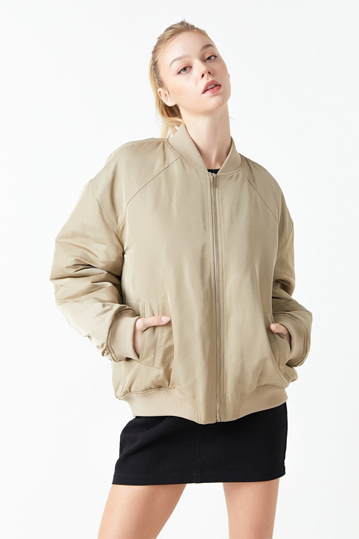 Grey Lab - Ruched Bomber Jacket