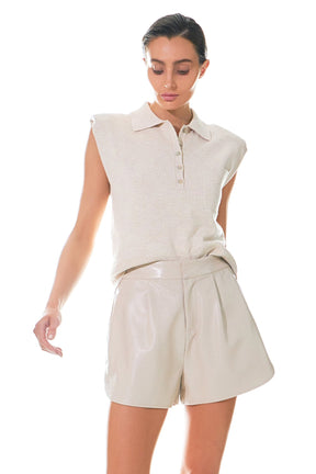 High-Waisted Faux Leather Shorts