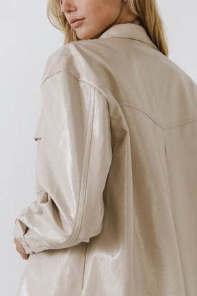 GREY LAB - Pu Button Down Jacket - JACKETS available at Objectrare