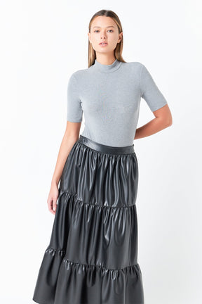 GREY LAB - Pu Tiered Long Skirt - SKIRTS available at Objectrare