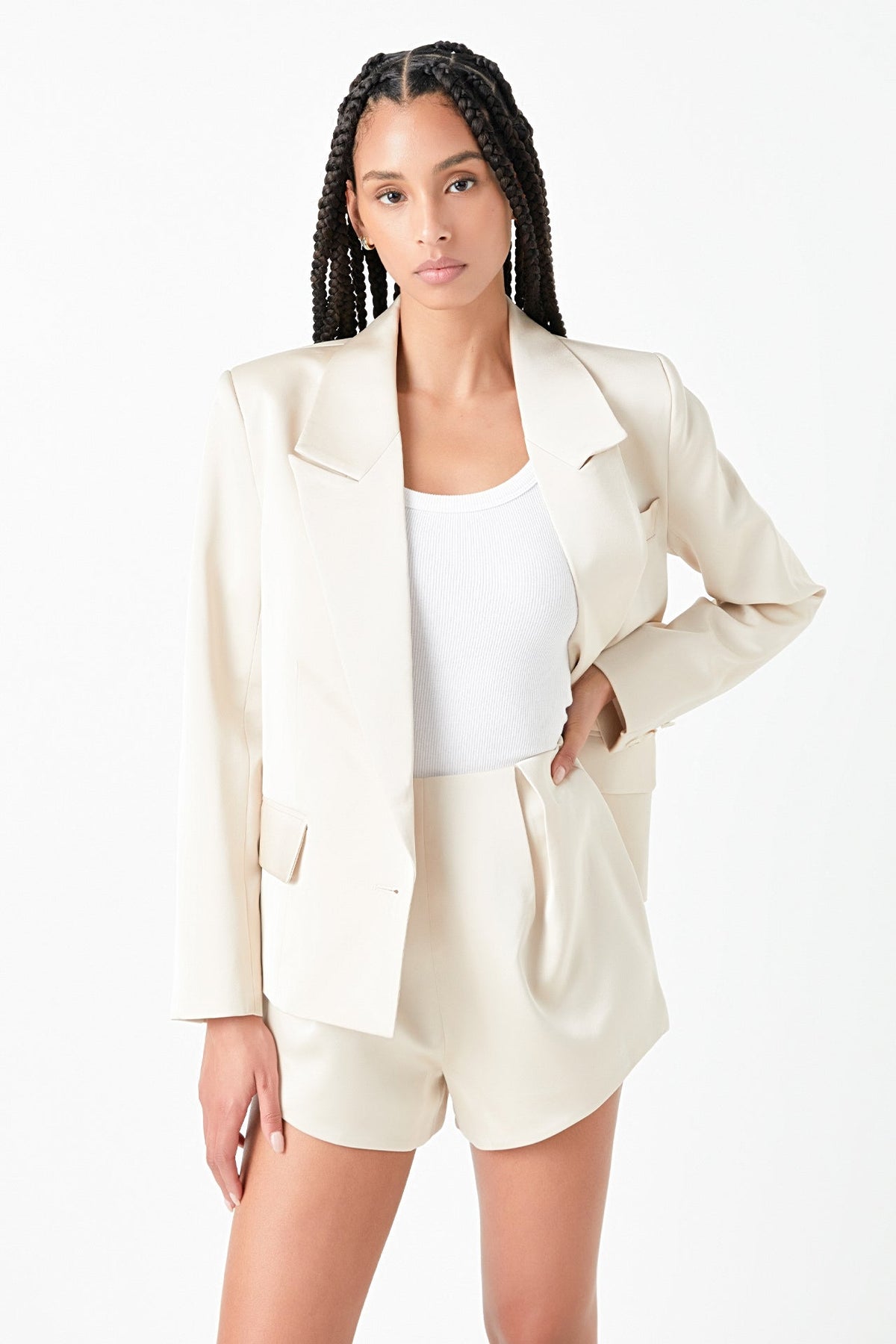 GREY LAB - One Button Satin Blazer - BLAZERS available at Objectrare