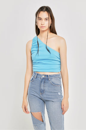 GREY LAB - Grey Lab - Ruched One Shoulder Crop Top - TOPS available at Objectrare