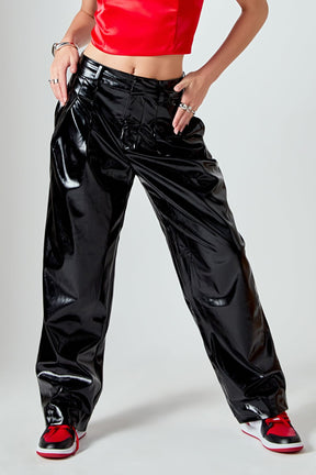 GREY LAB - Pleated Faux Leather Pants - PANTS available at Objectrare