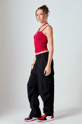 Strap Detail Fitted Knit Top