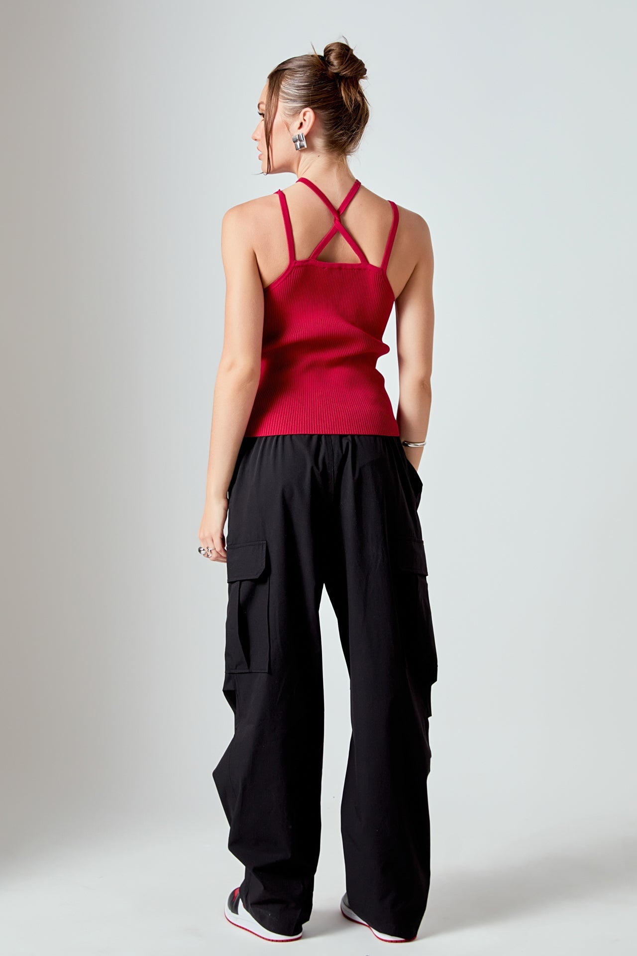 Strap Detail Fitted Knit Top