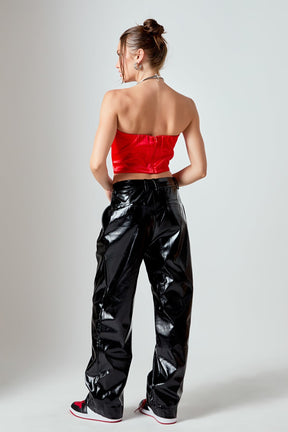 GREY LAB - Pleated Faux Leather Pants - PANTS available at Objectrare