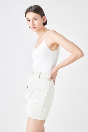 GREY LAB - Satin Pocket Mini Skirt - SKIRTS available at Objectrare