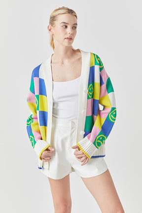GREY LAB - Smiley Colorblock Knit Cardigan - CARDIGAN available at Objectrare