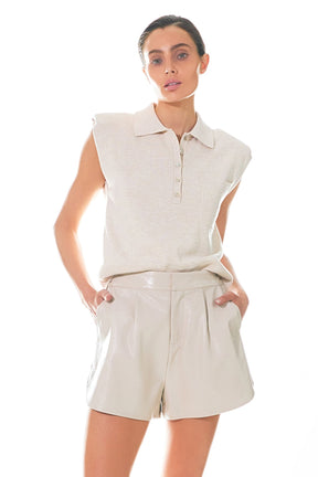 High-Waisted Faux Leather Shorts