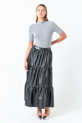 GREY LAB - Pu Tiered Long Skirt - SKIRTS available at Objectrare