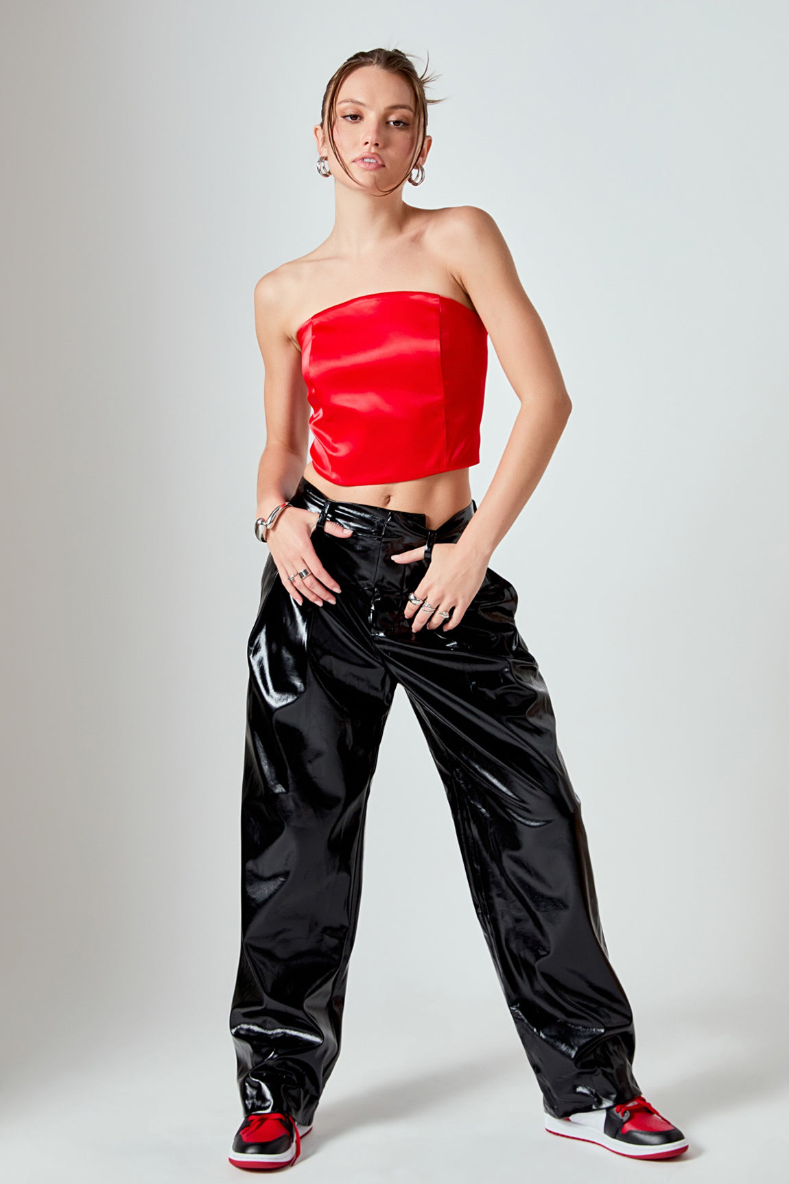 GREY LAB - Pleated Faux Leather Pants - PANTS available at Objectrare