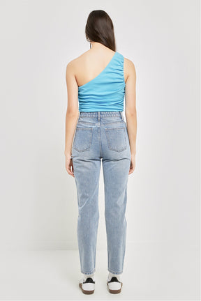 GREY LAB - Grey Lab - Ruched One Shoulder Crop Top - TOPS available at Objectrare