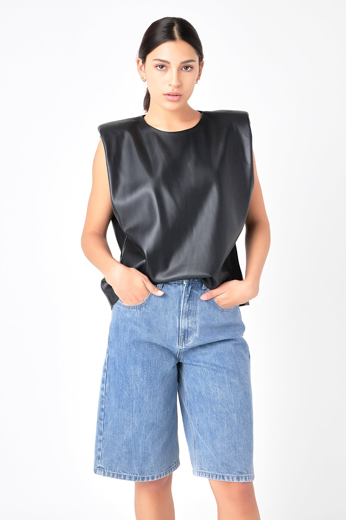 GREY LAB - Low Waisted Denim Shorts - SHORTS available at Objectrare