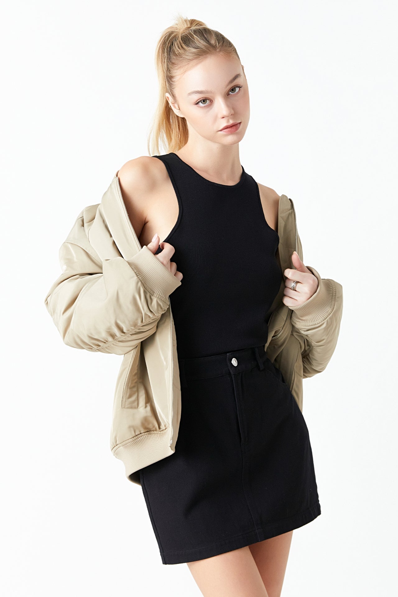 GREY LAB - Ruched Bomber Jacket - JACKETS available at Objectrare