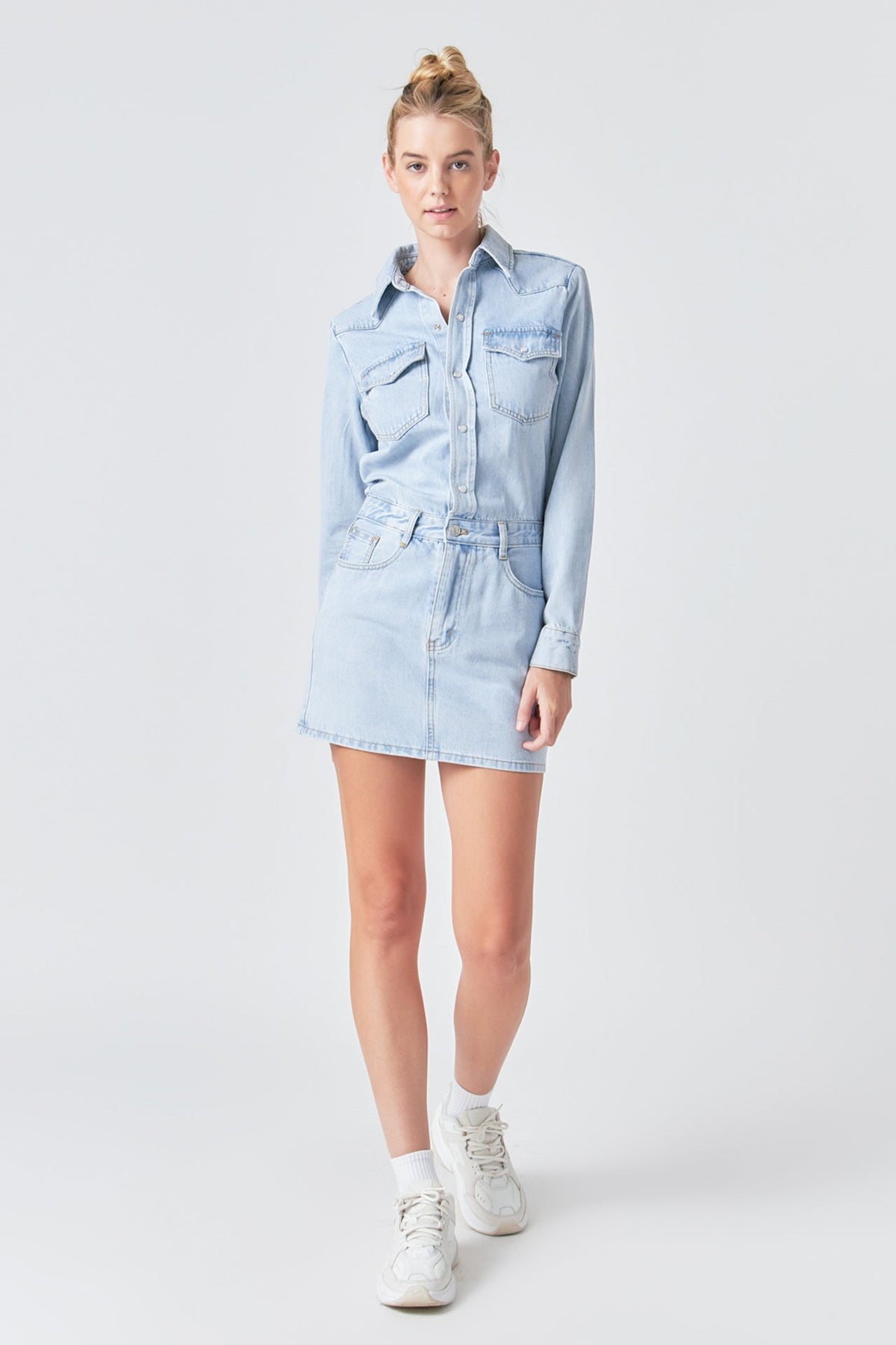 GREY LAB - Grey Lab - Denim Mini Dress - DRESSES available at Objectrare