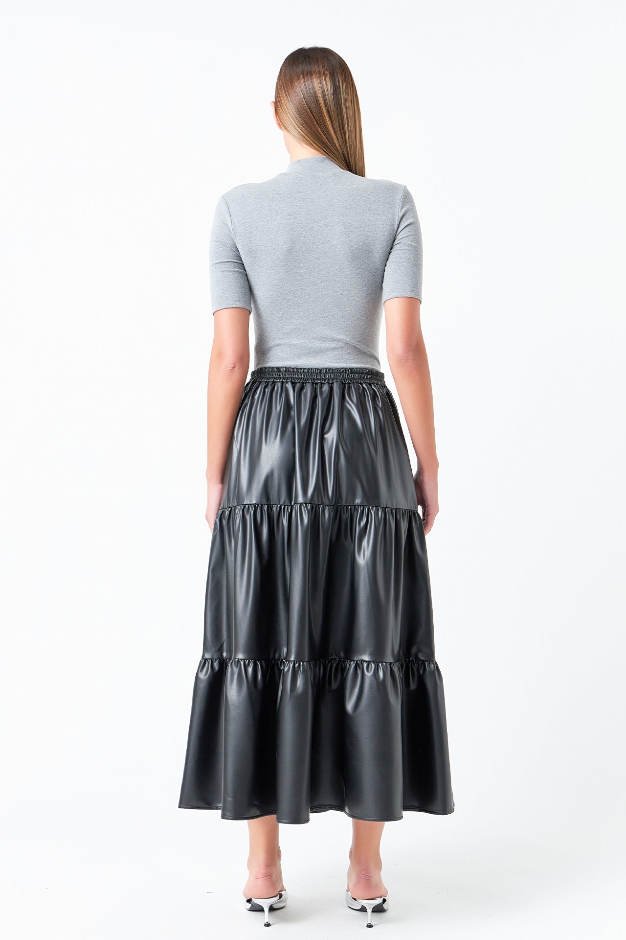 GREY LAB - Pu Tiered Long Skirt - SKIRTS available at Objectrare