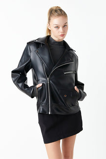 GREY LAB - Grey Lab - Pu Biker Jacket - JACKETS available at Objectrare