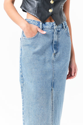 GREY LAB - Denim Maxi Skirt - SKIRTS available at Objectrare