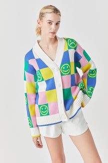 GREY LAB - Smiley Colorblock Knit Cardigan - CARDIGAN available at Objectrare