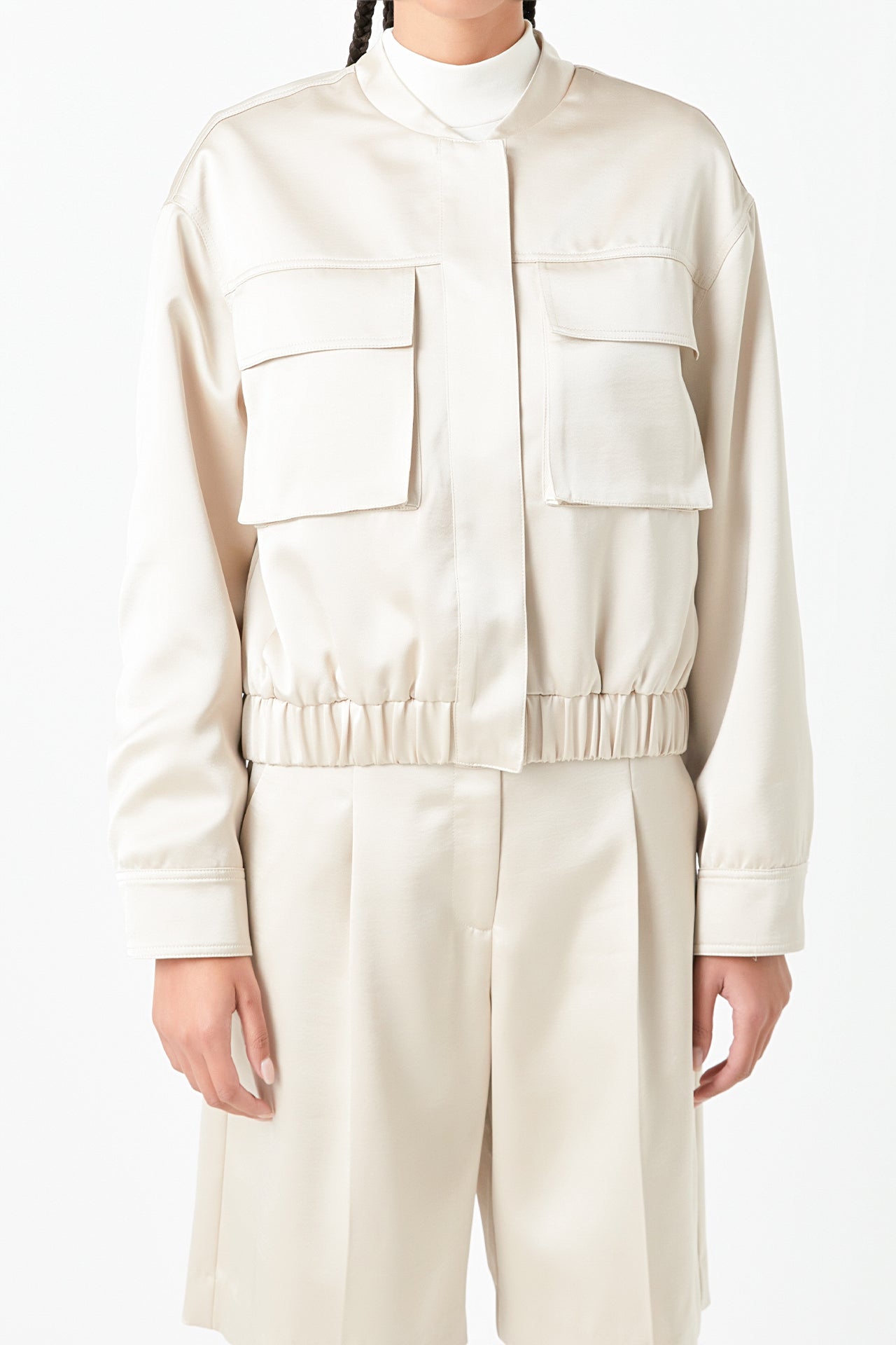 GREY LAB - Pocket Satin Jacket - JACKETS available at Objectrare