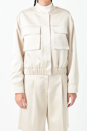 GREY LAB - Pocket Satin Jacket - JACKETS available at Objectrare