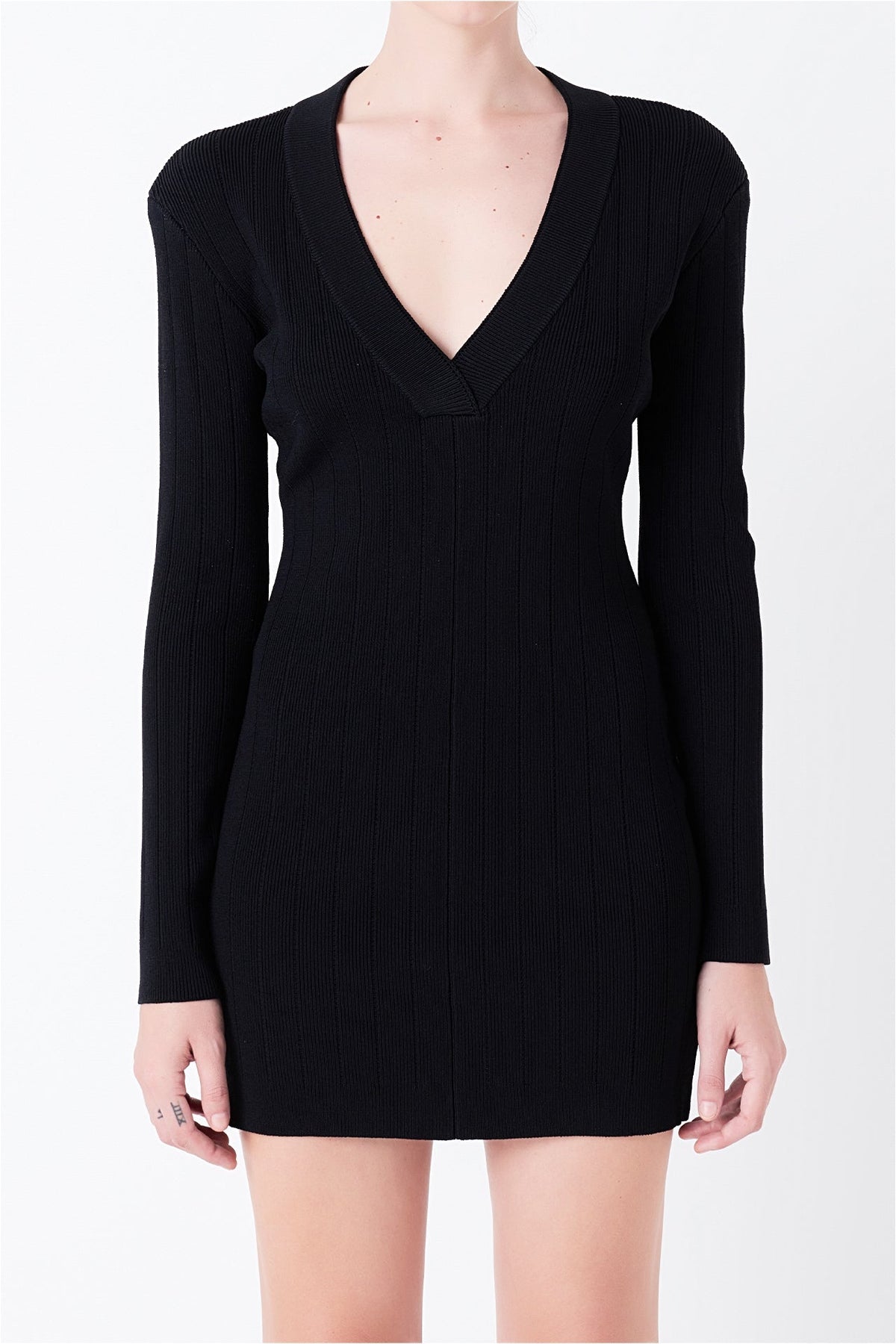 GREY LAB - Power Shoulder Mini Knit Dress - DRESSES available at Objectrare