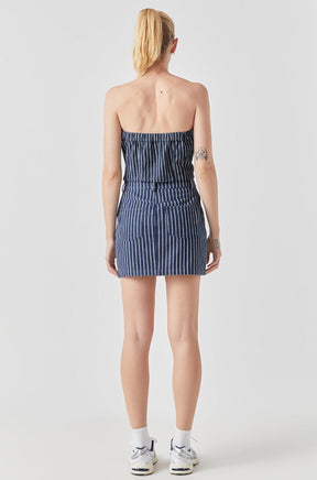 GREY LAB - Pin Striped Denim Mini SKirt - SKIRTS available at Objectrare