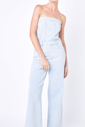 GREY LAB - Grey Lab - Corset Denim Jumpsuit - JUMPSUITS available at Objectrare