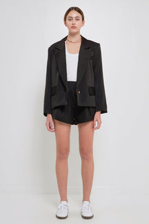 GREY LAB - One Button Satin Blazer - BLAZERS available at Objectrare