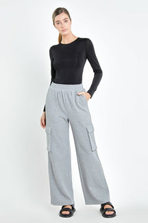 GREY LAB - Wide Knit Pants with Pockets - PANTS available at Objectrare