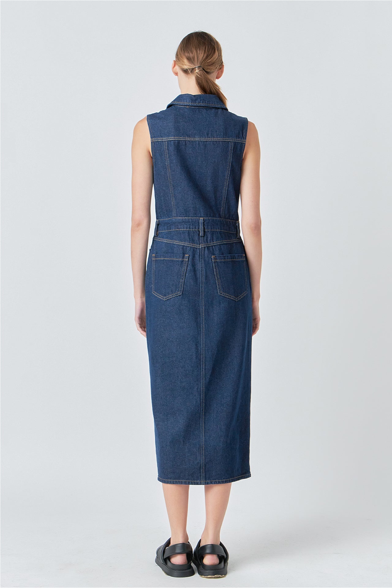 GREY LAB - Sleeveless Maxi Denim Dress - DRESSES available at Objectrare