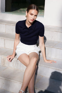 ENDLESS ROSE - Collared Short Sleeve Sweater - SWEATERS & KNITS available at Objectrare