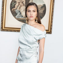 ENDLESS ROSE - Asymmetrical Off-The-Shoulder Satin Top - TOPS available at Objectrare