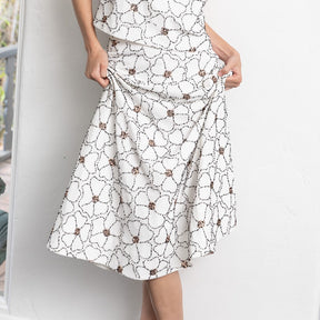 Floral Beaded Midi Skirt