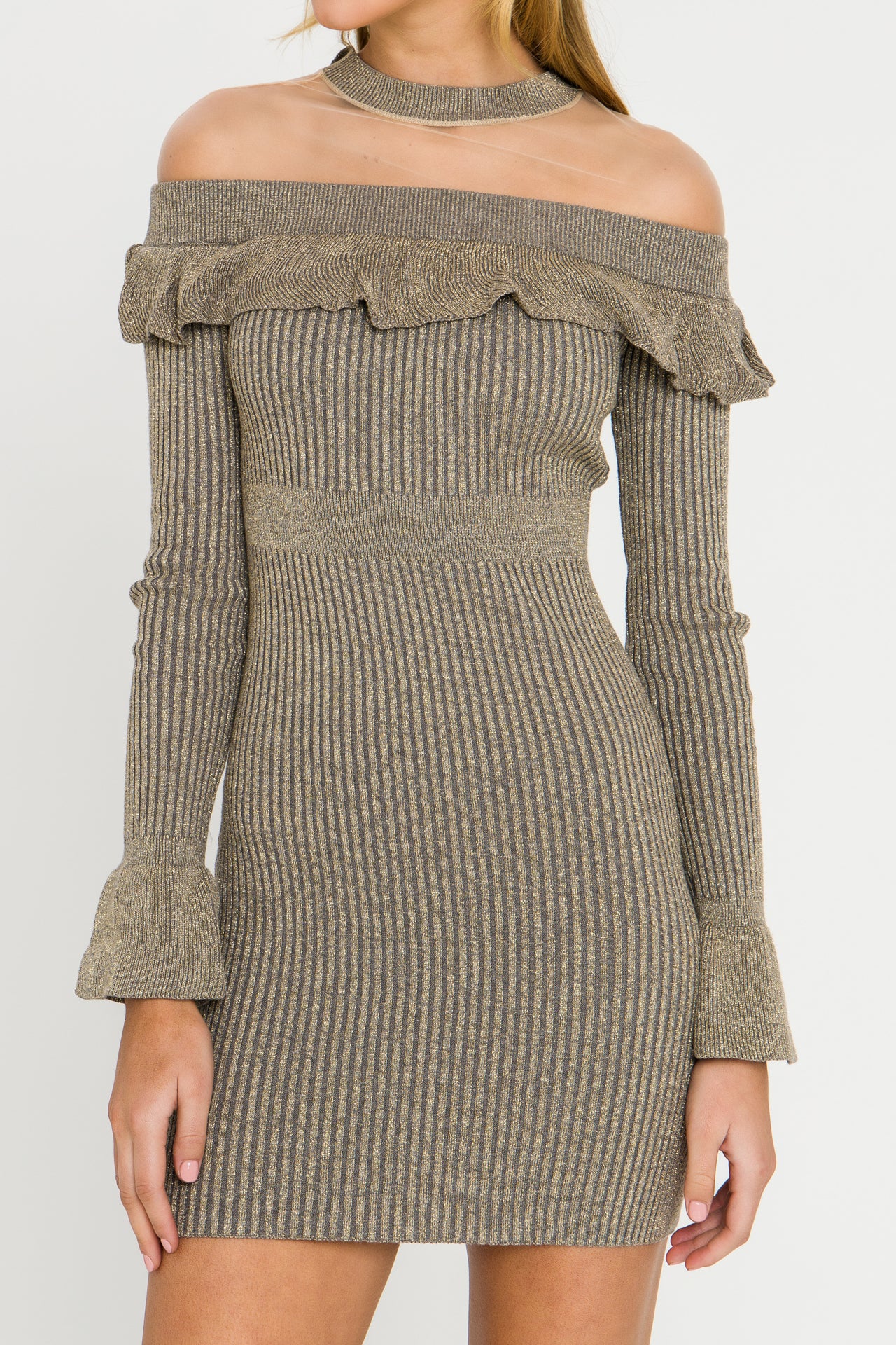 ENDLESS ROSE - Off-The-Shoulder Knit Dress - DRESSES available at Objectrare