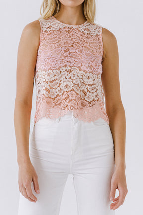 Color Block Lace Tank Top