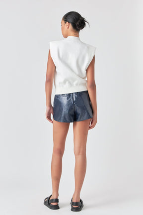 GREY LAB - Grey Lab - Mock Neck Sleeveless Knit Top - TOPS available at Objectrare