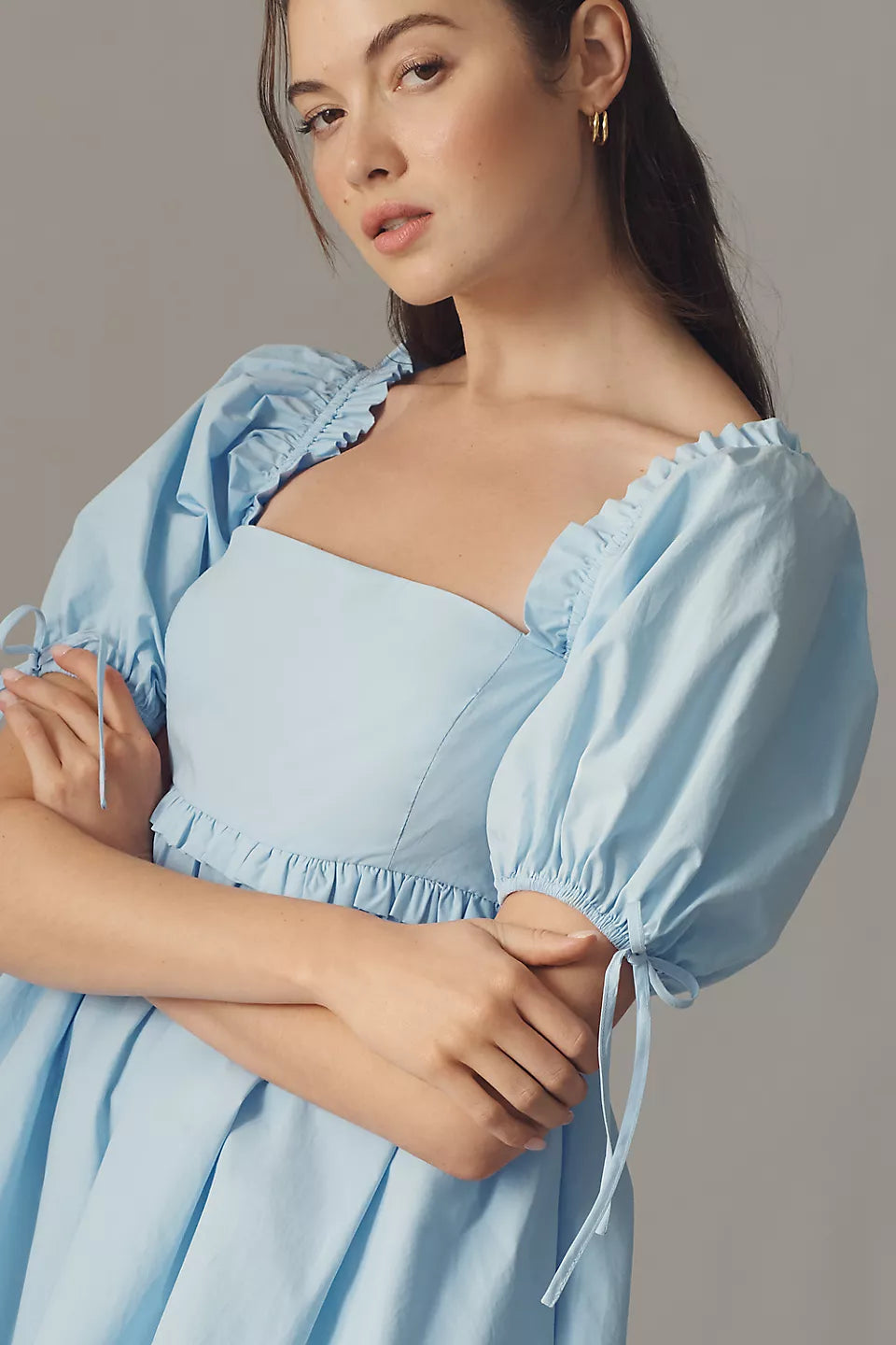 Mini Ruffle Accent Blouson Dress