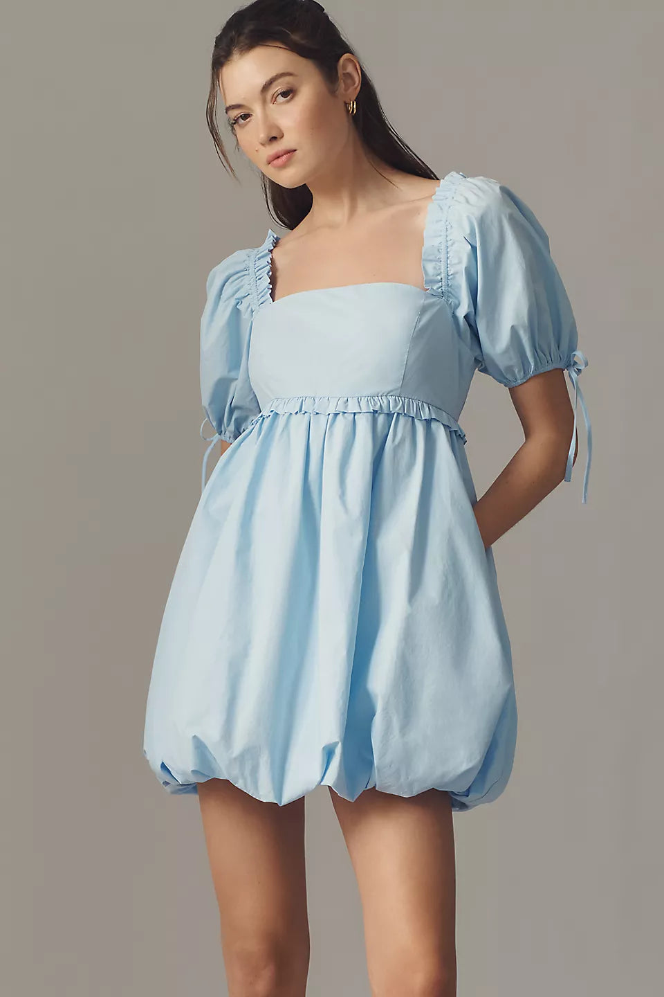 Mini Ruffle Accent Blouson Dress