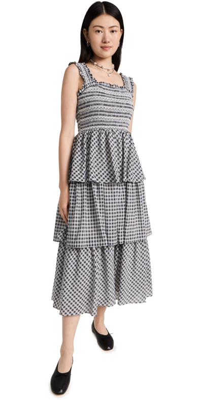 Check Chiffon Maxi Dress