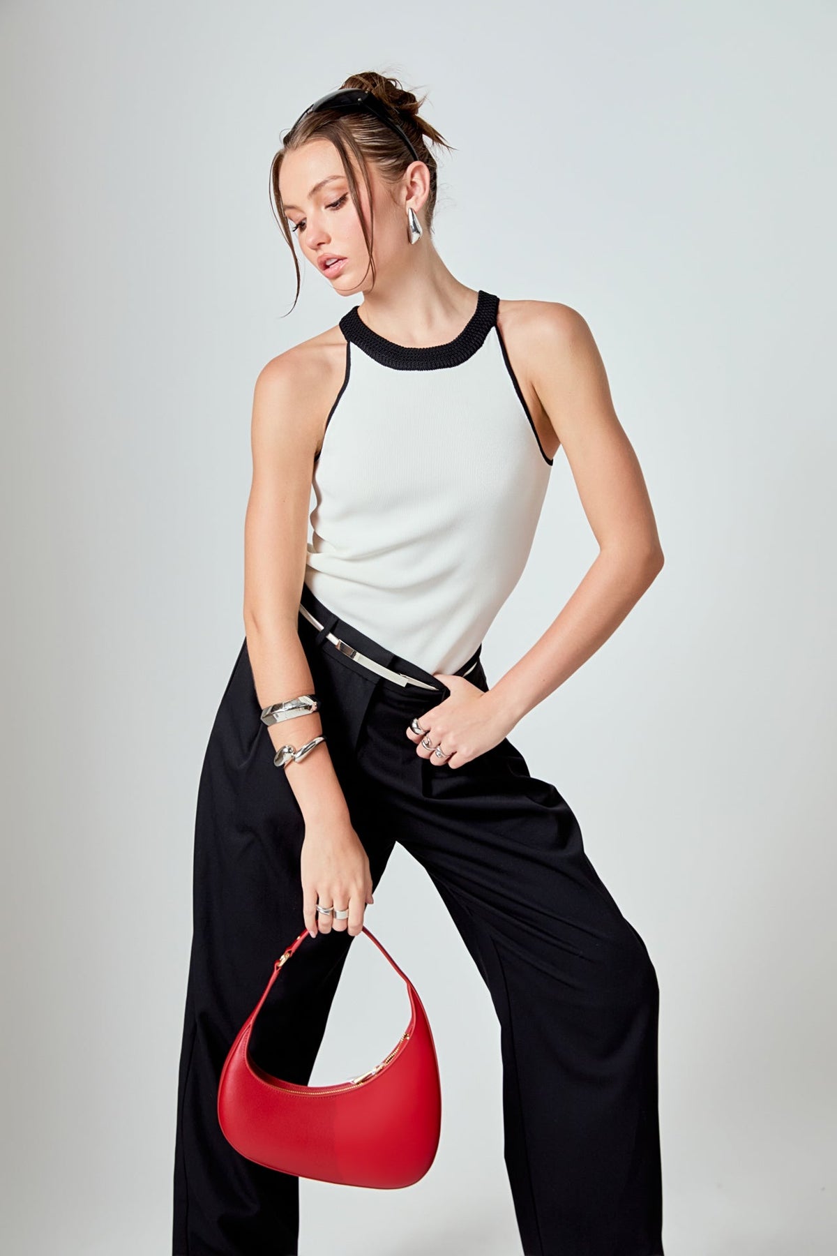 Contrast Halter Neck Top
