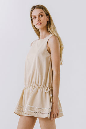 ENGLISH FACTORY - Spaghetti Tie Detail Mini Dress with Elastic Waist - DRESSES available at Objectrare