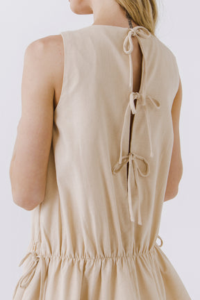ENGLISH FACTORY - Spaghetti Tie Detail Mini Dress with Elastic Waist - DRESSES available at Objectrare