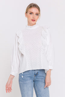 High Low Lace Combo Blouse