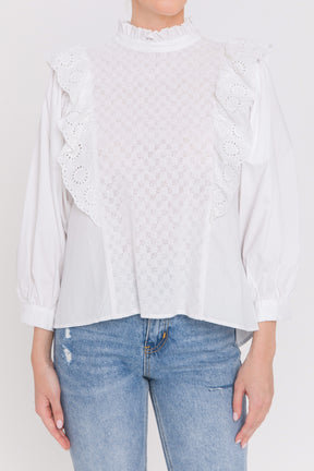 High Low Lace Combo Blouse