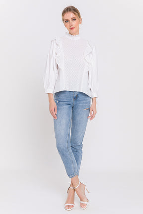 High Low Lace Combo Blouse